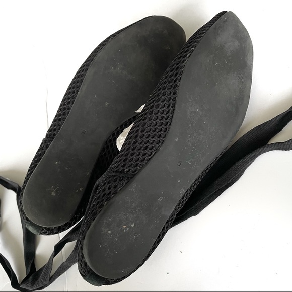 FREE PEOPLE BALLET FLAT W/ ANKLE WRAP TIE BLACK - Picture 3 of 5